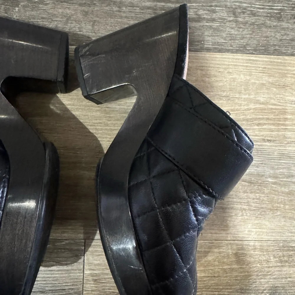 Chanel Black Quilted Mules with Silver Logo - Picture 6 of 6